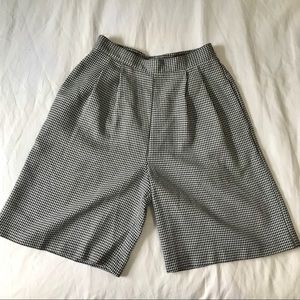 Black And White Long Gingham Shorts